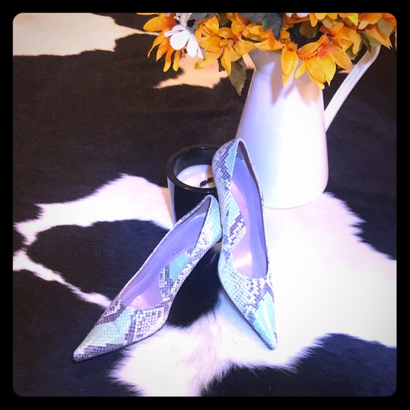 Python Printed Leather Pointe Heels 8.5 - Picture 1 of 7